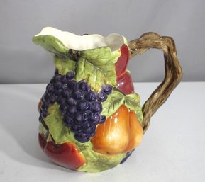 9 Home Interiors Hand-Painted Ceramic Fruit Pitcher  Vintage Grapes & Pears