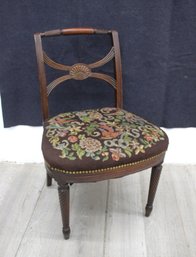 Antique Needlepoint Accent Chair With Floral Design