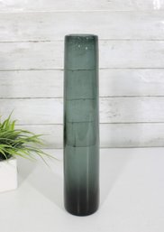 Holmegaard Per Ltken Danish Art Glass Vase  Smoke Blue Gray  Signed  15'