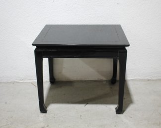 Elegant Black Lacquered Side Table With Asian-Inspired Design