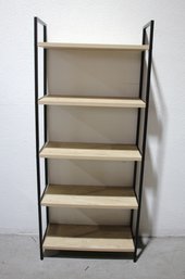Modern Industrial 5-Tier Bookshelf With Black Metal Frame And Wood Shelves