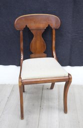 Solid Wood Dining Chair With Cream Upholstered Seat