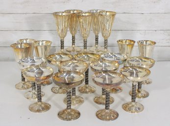 Lot Of 16 Vintage Silver Plate Stemmed Goblets  Made In Spain  6' & 7' Tall