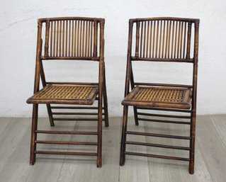 Pair Of Vintage Bamboo Folding Chairs