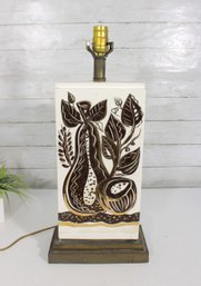 Signed Sascha Brastoff Ceramic Table Lamp  Mid Century Modern Figural Design  21.5'  Crack On Side