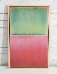 Large Modern Abstract Color Field Painting Green & Pink Framed – 31.5' X 20.5'