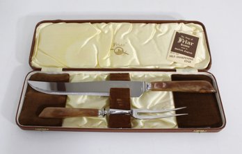 Vintage Friar Knives Carving Set  Made In Sheffield, England  Self-Sharpening Edge W/ Original Case