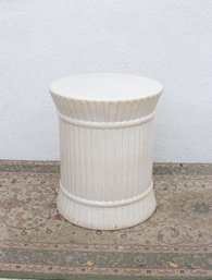 Mid-Century White Glazed Ceramic Garden Seat / Stool  18.5' X 15'