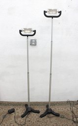 Pair Of Adjustable Floor Task Lamps / Medical Exam Lights  61' & 41'