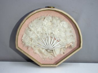 Vintage Feather Fan In Shadow Box Frame  18' X 20'
