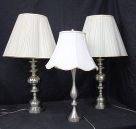 Three Metal Lamps -34' And 29'H
