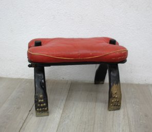 Vintage Camel Saddle On Stand - Red Leather
