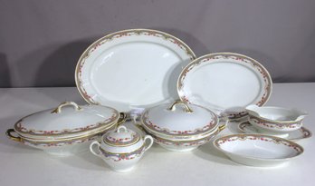 Vintage Czechoslovakian Fine China Serving Set  Gold & Floral Trim