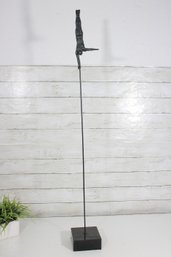 Global Views Acrobat On One Arm Sculpture  Modern Metal Figure On Stand  42'H