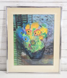 Colorful Floral Still Life Art Print Flowers In Vase Framed – 29.5' X 33'