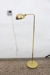 Vintage Brass Adjustable Floor Lamp With Dome Shade  45' H
