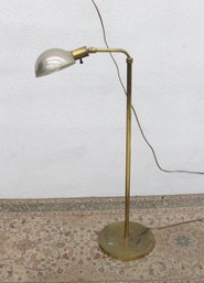 Vintage Brass Adjustable Floor Lamp With Dome Shade  Mid-Century Style