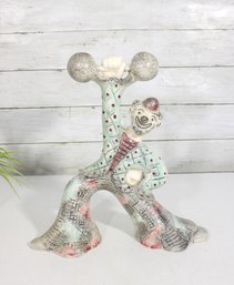 Vintage Mid-Century Figural Clown Sculpture  Balancing Ball Weights  12.5 Tall Ceramic Art