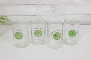 Set Of 4 Riihimen Lasi Nappi & Tippa Glass Tumblers  Finnish Art Glass  5' H