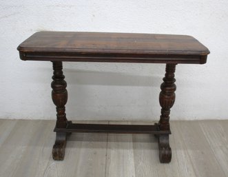 Antique Wooden Console Table With Turned Legs