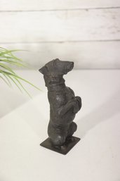 Cast Metal Dog Figurine On Base  Standing Canine Sculpture, 5.5 H
