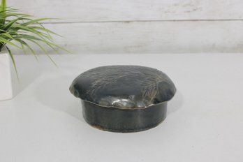 Vintage Studio Pottery Lidded Bowl / Trinket Box  Floral Relief  3' X 5.5'