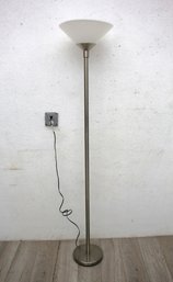 70.5' Tall Brushed Nickel Torchiere Floor Lamp With Plastic Shade