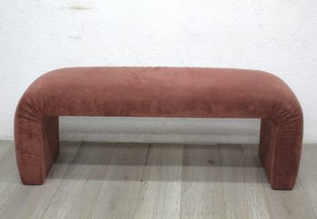 Modern Upholstered Bench In Soft Blush Pink Suede Finish