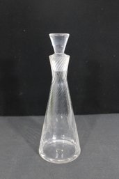 Vintage Cut Glass Decanter W/ Stopper  Swirl Pattern  13' Tall