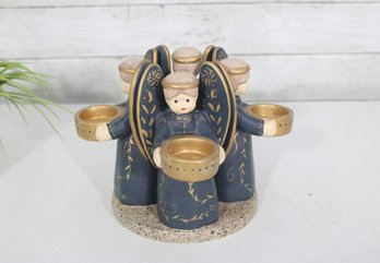 1999 Penco Blue Circle Of Angels Votive Candle Holder  Vintage Angel Figurine Centerpiece  6.5' H