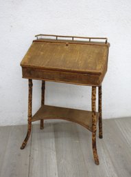 Antique Wooden Writing Desk With Shelf