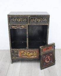 Vintage Chinese Carved Wooden Cabinet With Repair Needed