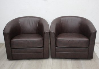 Pair Of Swivel Barrel Chairs By Bob's Discount Furniture