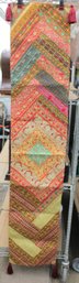 Vintage Indian Patchwork Textile Wall Hanging / Table Runner  Embroidered Silk  72' X 14'