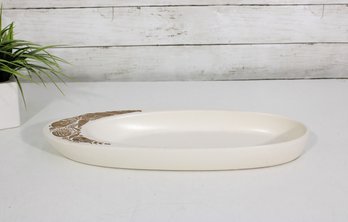 Vintage Georges Briard Midas Oval Porcelain Dish By Hyalyn  Gold Design MCM  15.5 X 6.5'