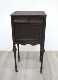 Antique Edwardian Humidor Cabinet With Inlaid Metal Interior