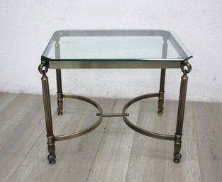 Elegant Glass And Brass End Table With Ornate Details