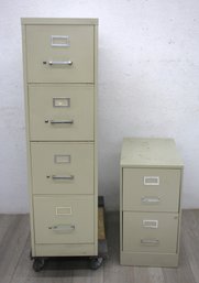 Pair Of Metal Filing Cabinets - 4-Drawer And 2-Drawer Set