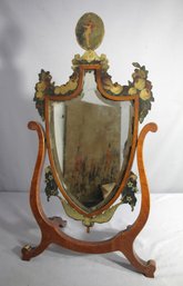 Antique Hand-Painted Venetian Mirror With Floral And Cherub Motifs