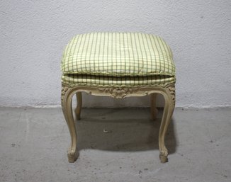 Antique French Provincial Vanity Stool  Hand-Carved Frame, Elegant Design