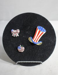 #50--Trio Of Vintage Red, White, And Blue Pins