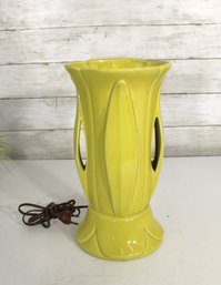 Vintage Mid-Century Modern Ceramic Accent Lamp  Chartreuse Yellow Glaze  11.5' Tall