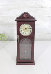 Vintage Wooden Quartz Mantel Clock W/ Hidden Jewelry Storage Drawers  13' Tall