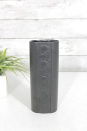 Rosenthal Studio Line Bjrn Wiinblad Black Porcelain Vase  Cylindrical Relief Design  8.5 Germany