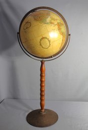 12' World Classic Vintage Floor Globe With Wooden Stand
