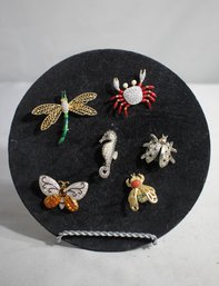 #41--Assorted Lot Of Vintage Crystal Animal Brooches