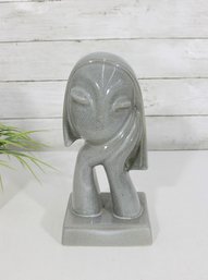 Rare Howard Pierce Sandra Ceramic Figurine Bust  11' Speckled Glaze Modernist Pottery  Claremont CA