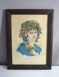 Antique Currier & Ives Lithograph 'Autumn' - Framed