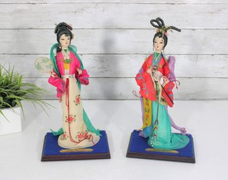 Pair Chinese Silk Dolls Goddess Of Love & Lady Bao Chai Limited Edition  13' & 14'