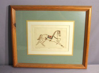 Vintage Ponies II Horse Engraving Pencil Signed Print 135/150 R. Millsap